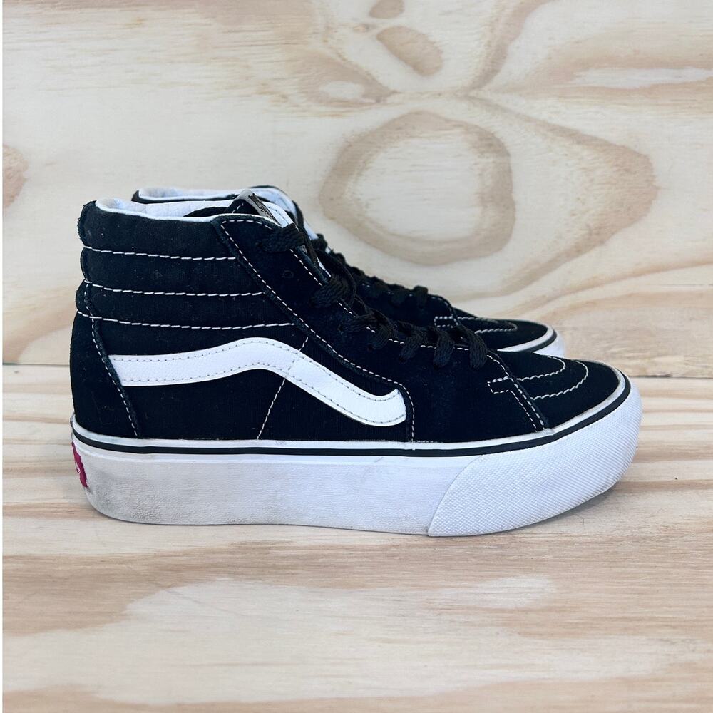 Vans Black and White Sk8-Hi Platform Sneakers